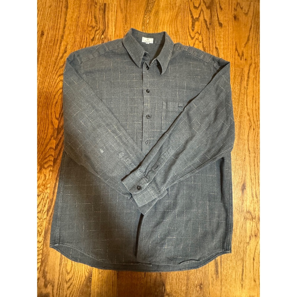 Zanella Mens XL Grey Grid Windowpane Button Down Shirt Made in Italy Long Sleeve